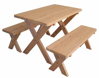 Select Pine Economy Cross Legged Picnic Table w/Detached Benches