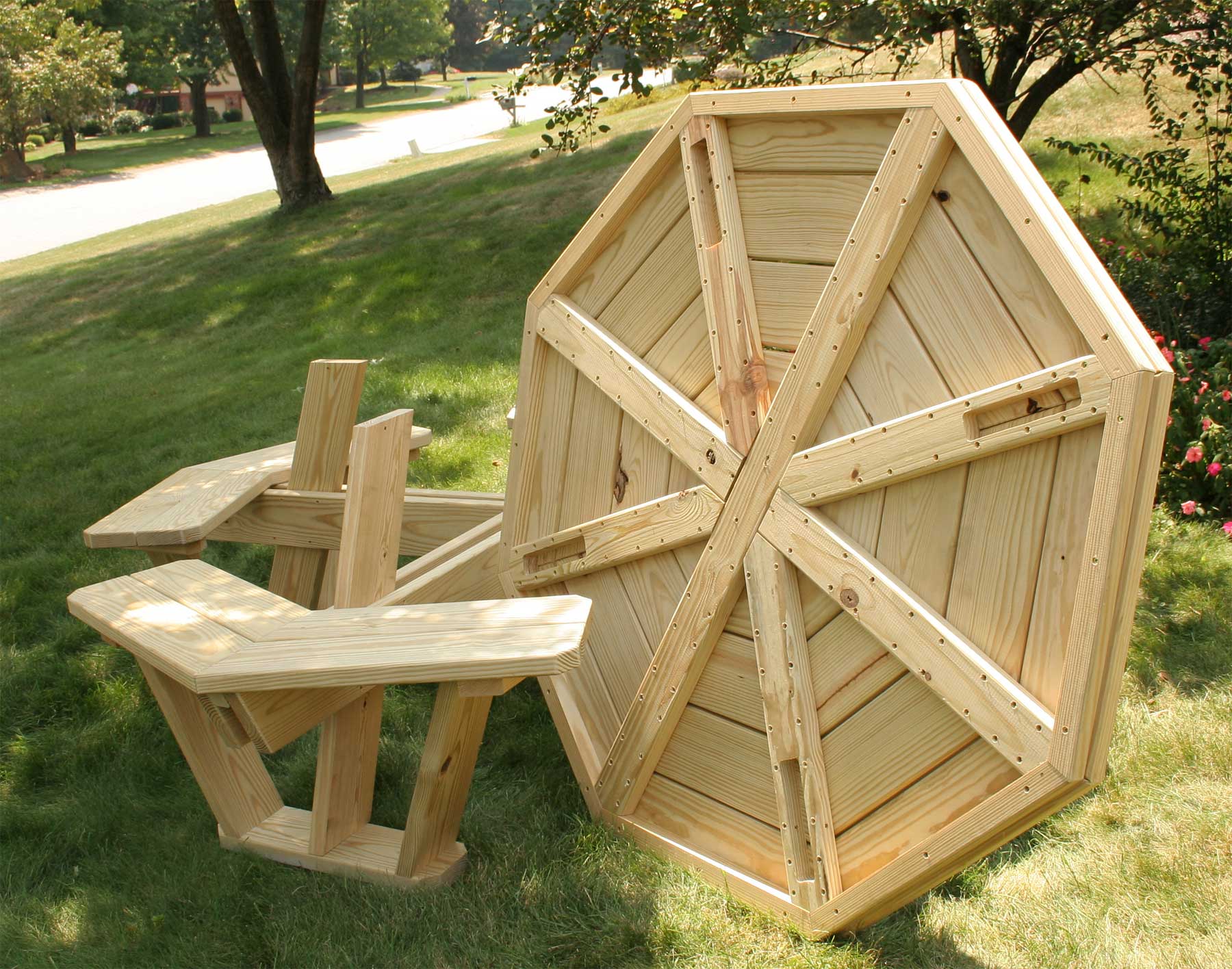 ... woodworking plans and. Octagon Picnic Table Plans | Free Outdoor