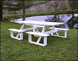 Poly Lumber Patio / Picnic Tables with Attached Benches
