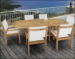 72" Teak Oval Expansion Table and Chair Set