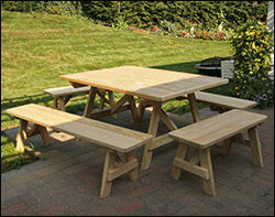 Treated Pine Wide Picnic Table w/Traditional Benches
