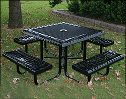 Attached Coated Metal Patio / Picnic Tables