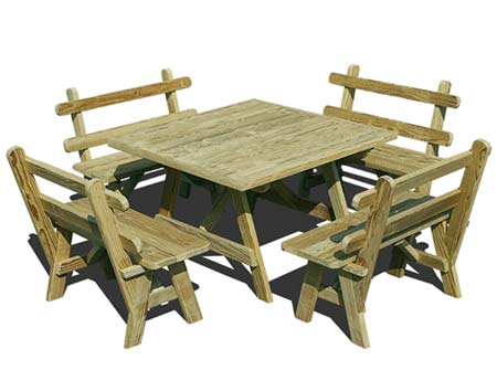 Treated Pine Wide Picnic Table w/4 Backed Benches
