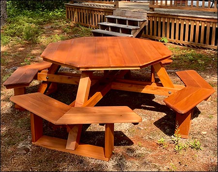 Red Cedar Octagon Walk-In Picnic Table