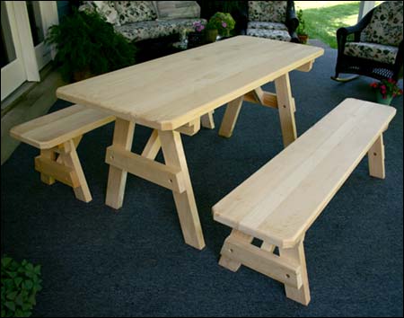 Select Pine Heavy Duty Traditional Picnic Table w/Traditional Benches