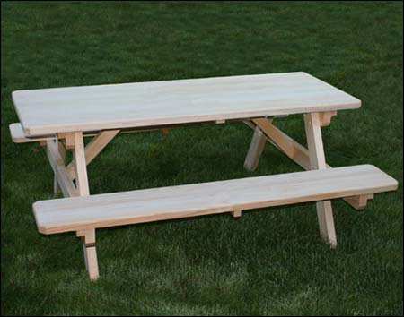 Select Pine Picnic Heavy Duty Table w/Attached Benches