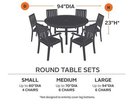 70" Terrace Elite Round Table and 6 Standard Chair Cover