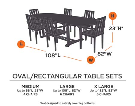 108" Terrace Elite Rectangular/Oval Table and 6 Standard Chair Cover