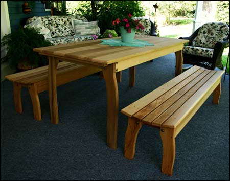 Red Cedar Contoured Picnic Table w/Benches
